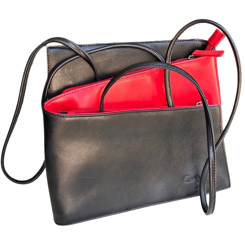 Cleo & Patek Paris Red Zig Zag Color Block Shoulder Bag